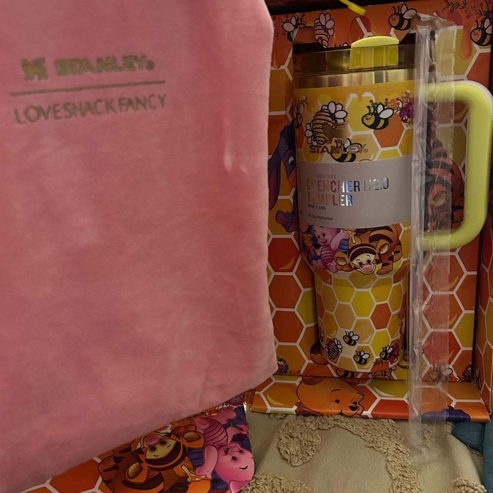 Winnie The Pooh 40 oz. Stanley Yellow Tumbler with Floral Design